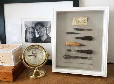 Just A Darling Life: How to Display Old Family Heirlooms in Your Home Family Memorabilia Display Ideas, Display Family Heirlooms, How To Display Family Heirlooms, Displaying Family Heirlooms, Display Memorabilia Ideas, Decorating With Family Heirlooms, Repurposing Antiques, Family Heirloom Display, Memory Box Frame