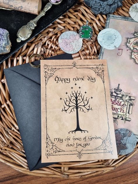 Lord of the Rings Birthday Card Tolkien LOTR Bookish With - Etsy Happy Birthday Lotr, Harry Potter Christmas Cards Diy, Lotr Birthday Card, Lord Of The Rings Birthday Cards, Lotr Card Birthday, Tolkien Party Invitation, Lord Of The Rings Card Birthday, Hobbit Birthday Invitations, Lord Of The Rings Card