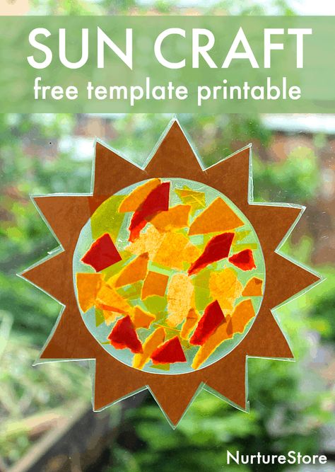 Sun Crafts For Elementary, Summer Sun Catcher Crafts For Kids, Sun Stands Still Bible Craft, Sunset Craft Preschool, Sun Art And Craft Preschool, Sun Catcher Templates Free Printable, God Made Sun Moon And Stars Craft, Sun Prek Activities, Kick Off To Summer Crafts