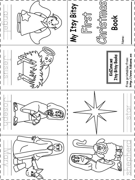 Nativity itsy bitsy book Preschool Christmas Worksheets, Christmas Sunday School, Christmas Worksheets, Christmas Bible, Christmas Kindergarten, Sunday School Activities, Church Crafts, Nativity Crafts, Christmas School