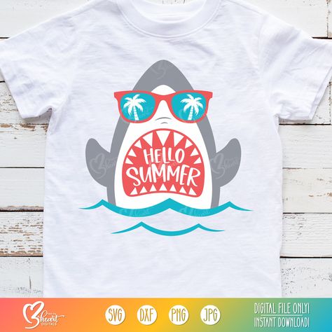 Hello Summer Shark SVG, Beach Vibes Shark Shirt, Boy Summer SVG, Shark in Sunglasses Cut File, Shark Clipart Shark Svg, Boys Summer Shirts, Shark Images, Kids Easter Shirts, Shark Pattern, Kids Graphics, Shark Shirt, Print Design Pattern, Boys Easter