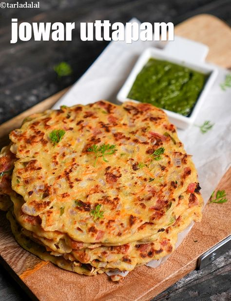 jowar uttapam recipe | instant jowar uttapam | jowar flour pancake with vegetables | jowar chilla | Jowar Recipes Healthy, Jowar Flour Recipes, Jawar Roti, Jowar Recipes, Midnight Diner, Vegetarian Indian Recipes, Instant Recipe, Uttapam Recipe, Indian Breads