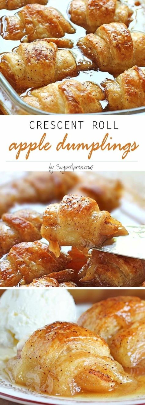 25 Apple Desserts for Thanksgiving | Decor Dolphin Crescent Dumplings, Crescent Roll Apple Dumplings, Apple Dumpling, Weight Watcher Desserts, Apple Dumplings, Apple Apps, Crescent Roll Recipes, Low Carb Dessert, Crescent Roll