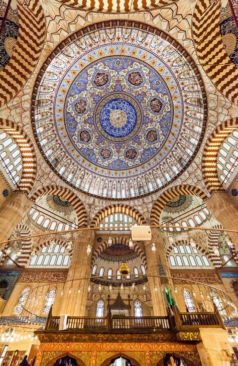 Turkish Mosque Architecture, Mosque Dome Design, Ottoman Interior Design, Edirne Turkey, Turkey Architecture, Tabletop Painting, Mosque Interior, Mosque Design Islamic Architecture, Ottoman Architecture