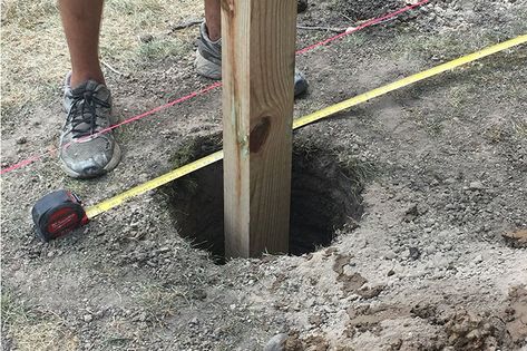 How deep should you dig fence post holes? - Outdoor Essentials T Post Fence Ideas, No Dig Fence Post, Setting Fence Posts, Galvanized Fence Post, Fence Post Installation, Fence Building, Wood Fence Installation, Wood Fence Post, Wooden Fence Posts