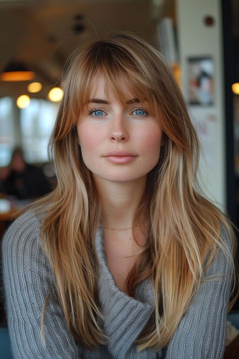 Soft Fringe, Long Hair With Bangs, Mid Length Hair, Long Straight Hair, Curtain Bangs, Long Hair Cuts, Hair Dos, Hairstyles With Bangs, Rustic Charm