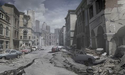 Art Apocalypse, Destruction Art, Apocalyptic City, Apocalypse Landscape, Post Apocalyptic City, Post Apocalyptic World, City Ruins, Apocalyptic World, Apocalyptic Art