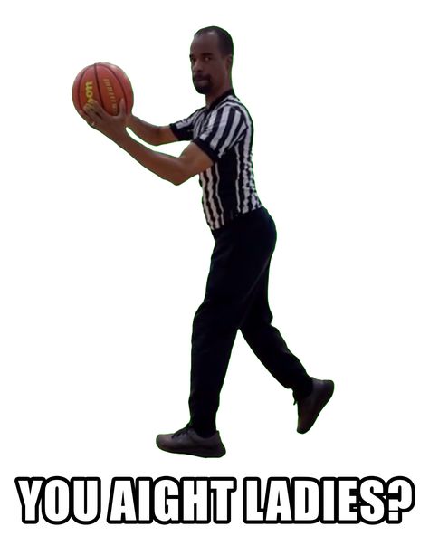 Referee catching a basketball meme Basketball Funny Photos, Basketball Memes Funny, Basketball Jokes, Funny Basketball Pictures, Funny Basketball Memes, Holding A Basketball, Basketball Referee, Basketball Things, Referee Costume