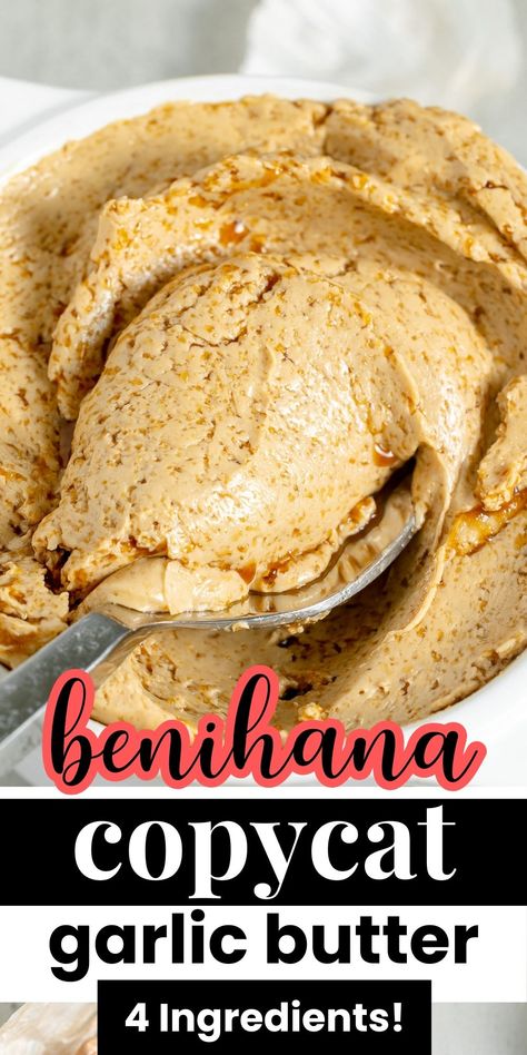 One of the best parts of Benihana's recipes is the classic umami-packed garlic butter. This copycat recipe for Benihana's garlic butter is easy to make and is the perfect base for hibachi steak, fried rice, or even Benihana's stir-fried vegetables. You'll want to keep a batch on hand at all times! Hibachi Garlic Butter Recipe, Benihana Recipes, Benihana Garlic Butter Recipe, Benihana Fried Rice, Steak Fried Rice, Hibachi Fried Rice, Hibachi Steak, Hibachi Recipes, Best Sauce Recipe