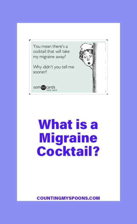 You mean there's a cocktail for migraines? Why didn't someone tell me sooner? What's in a migraine cocktail and how can one help relieve your migraine? #migraine Occular Migraine, Causes Of Migraine Headaches, How To Relieve Migraines, Migraine Prevention, Chronic Pain Relief, Fatigue Syndrome, Migraine Relief, Migraine Headaches, Neurological Disorders