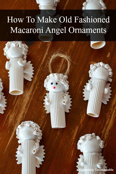 Learn how to make your very own old fashioned macaroni angel ornaments for your vintage Christmas tree. Super easy and so charming. Come see how... Macaroni Christmas Crafts, Macaroni Ornaments Diy Christmas, Macaroni Christmas Tree, Macaroni Ornaments For Kids, Macaroni Christmas Ornaments, Macaroni Angel Ornament, Macaroni Crafts For Kids, Angel Ornaments Diy Easy, Macaroni Angels