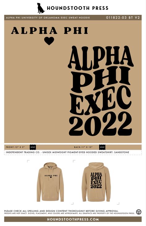 Sorority Exec Board Sweatshirts, Sorority Exec Sweatshirts, Sorority Exec Merch, Volleyball Tshirt Designs, Aphi Merch, Aoii Shirts, Panhellenic Council, Sorority Clothing, Sorority Clothes