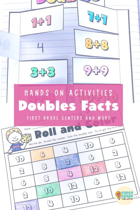 Adding Doubles First Grade Math Games, How To Teach Doubles Facts, Double Addition Activities, Doubles Addition Games, Adding Doubles First Grade, Doubles Plus One Activities, Teaching Doubles First Grade, Doubles Math Games First Grade, Doubles Plus One Anchor Chart