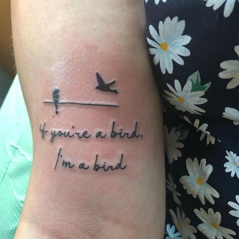 If you’re a bird, I’m a bird    The Notebook arm tattoo :)   #tattoo #thenotebook #birds #armtattoo #cutetattoo #notebooktattoo If You're A Bird I'm A Bird, If You’re A Bird I’m A Bird Tattoo, The Notebook Tattoo Ideas, The Notebook Tattoo, A Bird Tattoo, Heaven Tattoos, Literary Art, Bird Tattoo, The Notebook