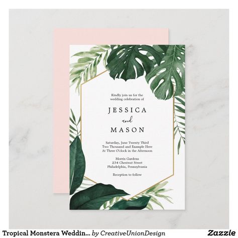 Tropical Monstera Wedding Invitation Monstera Wedding, Wild One First Birthday, First Birthday Invite, Acrylic Wedding Invitation, Invitations Ideas, Rustic Elegant Wedding, Acrylic Wedding Invitations, Funny Wedding, Acrylic Wedding