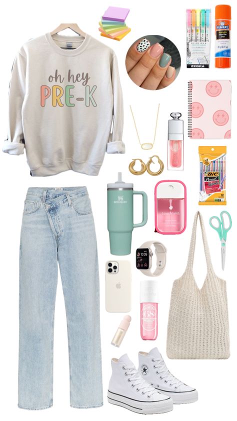 #prekteacher #teacher #aesthetic #preppy #boho #prek #school #outfitinspo #outfit Teaching Outfits Elementary, Prek Teacher Outfits, Boho Teacher Outfit, Elementary Teacher Aesthetic, Daycare Teacher Outfits, Elementary School Teacher Outfits, Preschool Teacher Outfits Casual, Preschool Jobs, Childcare Teacher