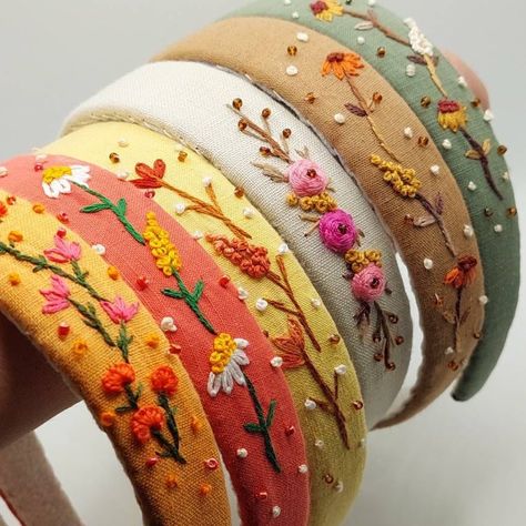 "Floral Embroidered Headband,\nComfortable Hair Accessories, Colorful Linen Headband, Gift for Women, Briede Crown, Handmade Embroidery Gift" Embroidery Headband Diy, Embroidered Jewelry Handmade, Headband Embroidery Pattern, Embroidered Bangles, Embroidered Headband Diy, Hand Embroidery Headband, Hairband Embroidery, Hand Embroidery Hair Bands, Embroidered Hairband