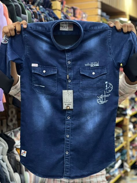 Casual wear of denim shirt winter 2022 Looper fabric Plan Shirts, Pocket Shirt Design, Denim Jeans Menswear, Boys Shirts Pattern, Volleyball Jerseys, Formal Men Outfit, Open Shirt, Men Fashion Casual Shirts, Denim Shirt Men