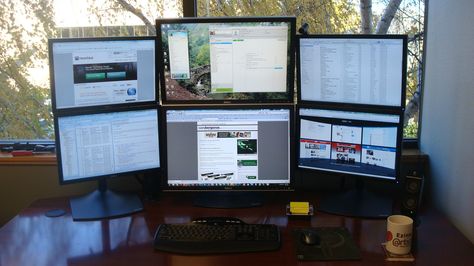 💻Dual Monitors Home Office Ideas💻 Office Journal, Home Lab, Computer Monitor, Work Space, Home Office, Computer, Technology, Desk