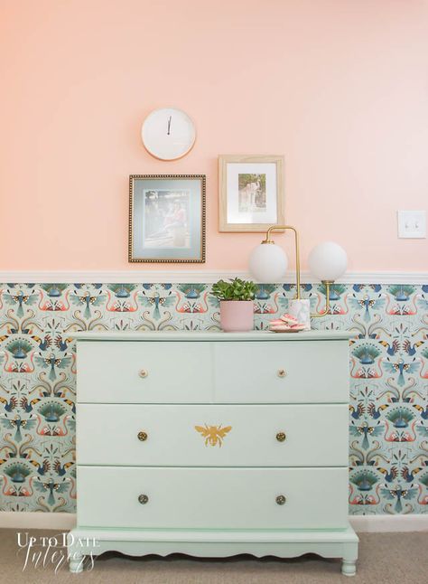 Wallpaper Makeover, Mint Green Decor, Dresser Vintage, Vintage Makeover, Girls Bedroom Makeover, Girl Room Inspiration, Whimsical Bedroom, Vintage Bedroom Decor, Bedroom Furniture Makeover