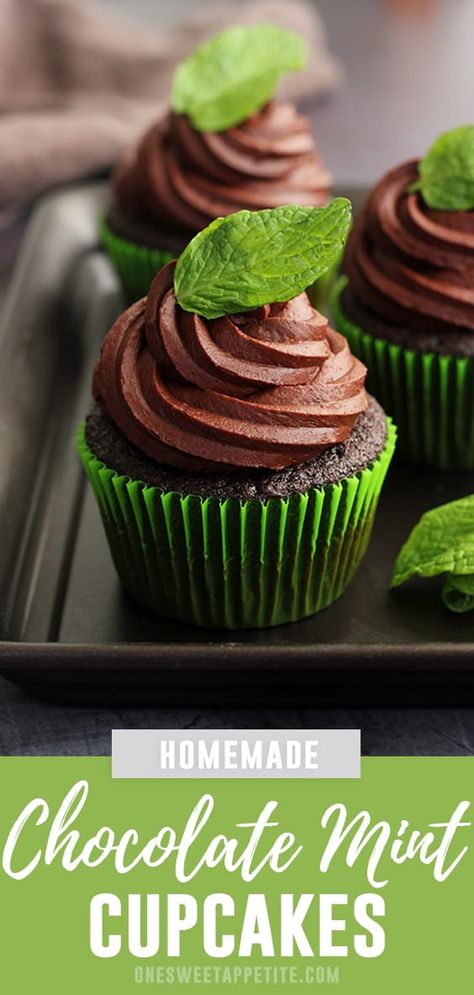 Chocolate Mint Frosting Recipe, Mint Chocolate Frosting, Chocolate Mint Cupcakes Recipe, Mint Buttercream Frosting, Mint Ganache, Chocolate Mint Cupcakes, Andes Mint Cupcakes, Mint Buttercream, Mint Chocolate Cupcakes