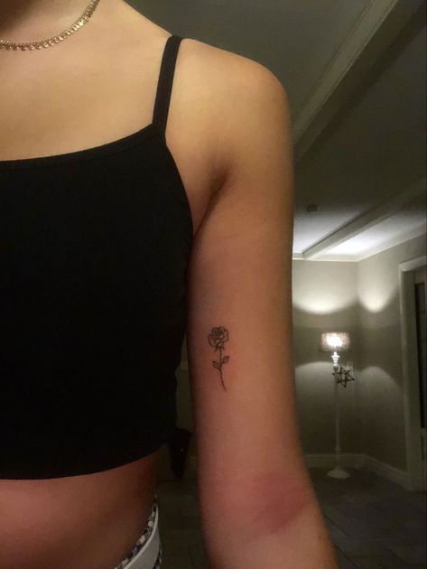 Tattoo Placement Arm, Underarm Tattoo, Rose Tattoo On Arm, Small Tattoo Placement, Simple Arm Tattoos, Rose Tattoos For Women, Small Rose Tattoo, Girl Arm Tattoos, Small Pretty Tattoos