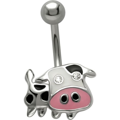 Adorable Cow Enamel Dangle Belly Button Piercing Navel Ring - 14G Dangle Belly Button Piercing, Piercing Facial, Navel Piercing Jewelry, Piercing Navel, Belly Button Piercings, Belly Piercings, Bellybutton Piercings, Belly Button Piercing Jewelry, Belly Piercing Ring