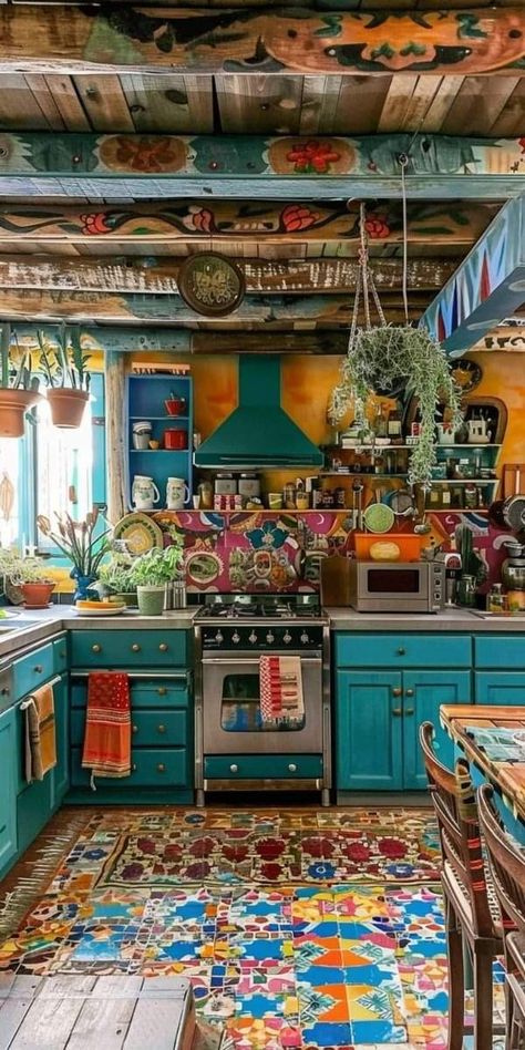 70s Room, Tiny Studio Apartments, Crazy Kitchen, Dream Bedroom Inspiration, Whimsical Home, Craftsman Style House Plans, Boho Kitchen, Cozy Room Decor, Maximalism