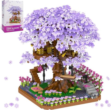 Cherry Blossom Bonsai, Sakura House, Cherry Blossom Bonsai Tree, Tree Building, Imagination Toys, Japanese Sakura, Diy Blocks, Sakura Tree, Japanese Cherry Blossom