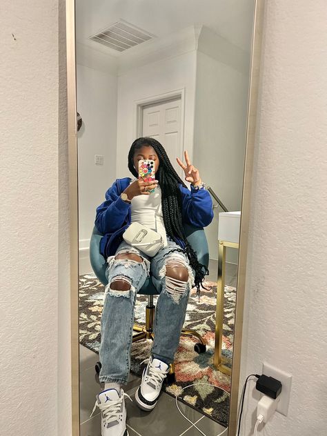 Baddie Outfits Jordans, Birthday Outfit Tomboy, Blue 3s Outfit, Jordan 3 Outfit Ideas, Jordan 3 Outfits Womens, Jordan 3 Retro Outfit, Jordans 3 Outfit Women, Retro 3 Jordans Outfit Women, Jordan 3s Outfit Women Baddie