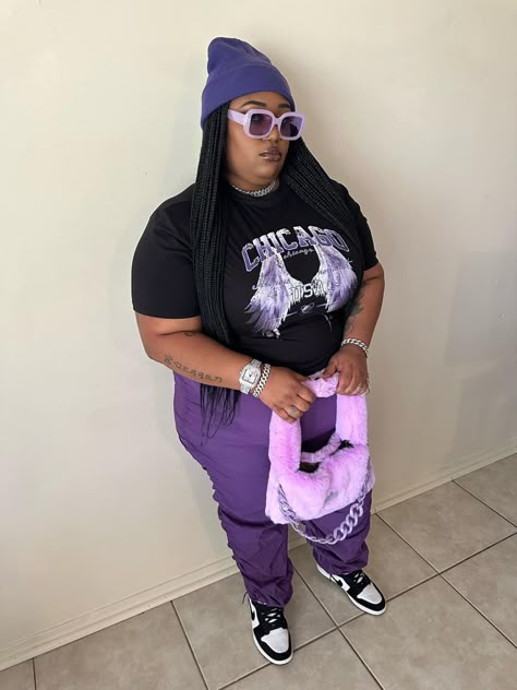 Urban Plus Size Fashion, Purple Outfits Black Women, Bestie Matching Outfits, Green And Orange Outfit, Plus Size Black Women Fashion, Purple Wardrobe, Winter Baddie Outfits, Plus Size Going Out Outfits, Winter Baddie