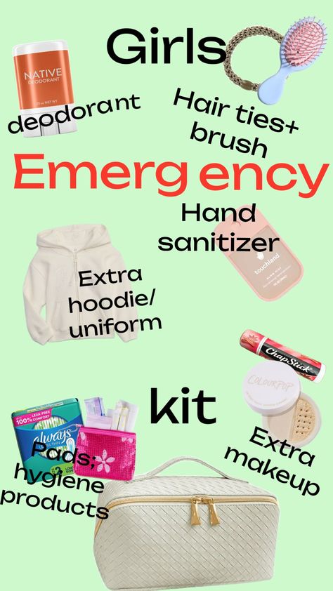 Girls emergency kit 😆💗 #periodkit #emergencykit #forthegirlies #girlhood 6th Grade Girls, Emergency Kit For Girls, School Emergency Kit, School Backpack Essentials, Kitty Room, Girl Kit, Hello Kitty Room Decor, School Survival Kits, When School Starts