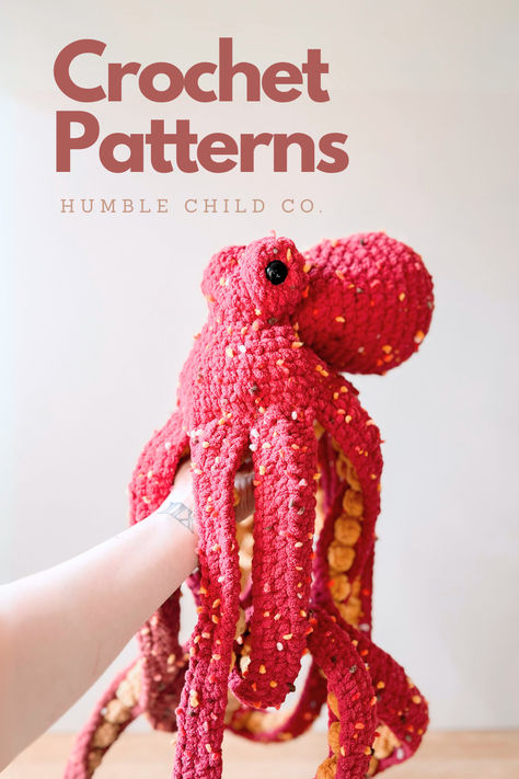 The Bestselling Giant Octopus CROCHET pattern from Humble Child Co. You can find Anchor the Octopus along with other Easy-To-Follow digital PDF patterns in our Etsy shop. #Amigurumi #Crochetpattern #CrochetOctopus Amigurumi Free Pattern Large, Giant Squid Crochet Pattern, Octopus Pattern Crochet, Crochet Big Octopus Free Pattern, Giant Crochet Octopus Free Pattern, Large Crochet Amigurumi Free Patterns, Giant Crochet Pattern, Ocean Crochet Patterns Free, Giant Octopus Crochet Pattern Free