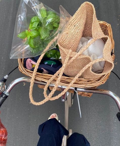 Bike Basket Aesthetic, Outfit Ideas Summer Vacation, Basket Aesthetic, Summer Vacation Outfit Ideas, Photo Inspo Summer, Aesthetic Bike, Matilda Djerf Style, Outfit Aesthetic Summer, Summer Vacation Aesthetic