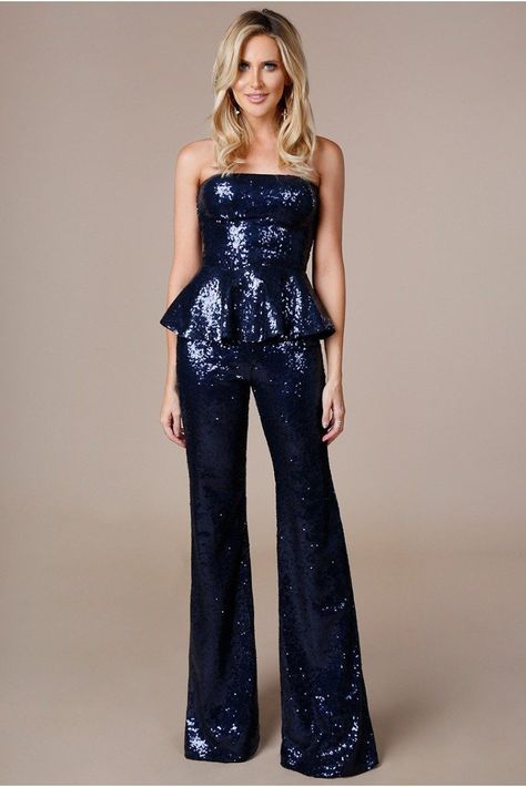 Stephanie Pratt, Peplum Jumpsuits, Sparkly Jumpsuit, Peplum Designs, Everyday Casual Outfits, Sequin Jumpsuit, Sequin Outfit, Peplum Styling, Stylish Party Dresses