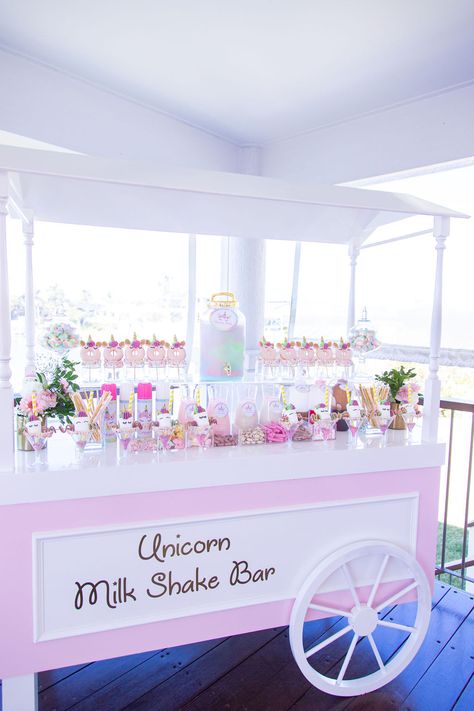 Sugar @sugarizeevents and Honey @honeytub_event_hire create all things yummy 🦄 . . . Party Saskia @tammyhembrow Styling/ Concept and Props - @nextevent.com.au⁠ Signage @veryflamingo.com.au ⁠ Tassel wall and Balloons @lovenwishesstyledevents ⁠ Pink cart/ Kids Tiffany Chairs and Pink Plinths @honeytub_event_hire ⁠ Unicorn milk shake bar/ high tea station @sugarizeevents⁠ Cake/ Cupcakes @theremustbecake⁠ Photography @jaznaandco ⁠ Children's Entertainment @ring_aroundtherosie Bar Cart Party Drink Stations, Milk Shake Bar Ideas, Milkshake Bar Party, Milkshake Bar Wedding, Milkshake Shop Design, Milkshake Business, Retro Milkshake Bar, Milkshake Party, Kids Milkshake