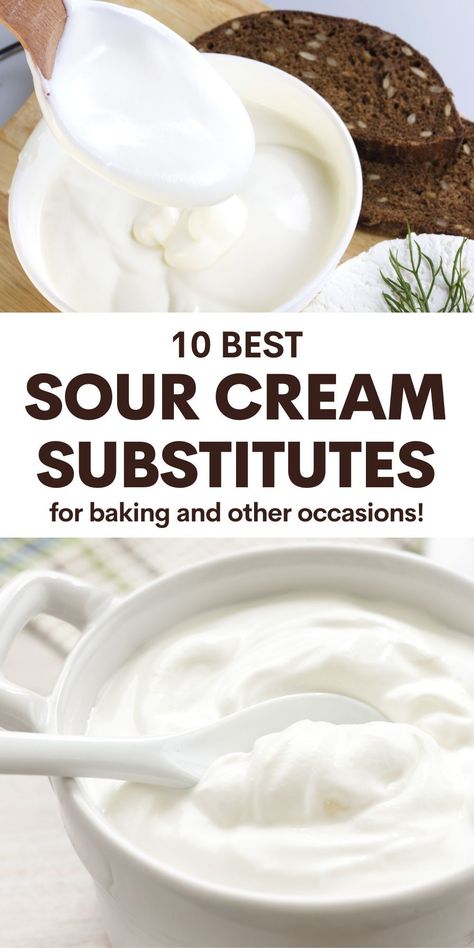 Running low on sour cream? Don't rush to the store to grab another container. You may have a sour cream substitute hanging out in your fridge! Whether you need a creamy base for a dip, topping for your tacos, or added moisture for cakes, muffins, scones, and cookies, here are the 10 of the best sour cream substitutes to try and the best uses for each. | realandvibrant.com #realandvibrant #sourcream How To Make Sour Cream From Cream, Sour Cream Diy, Substitution For Sour Cream, Greek Yogurt Instead Of Sour Cream, Substitute For Sour Cream Cooking, Sour Cream Substitute Cooking, Sour Cream Substitute For Tacos, Diy Sour Cream Homemade, Homemade Sour Cream Easy