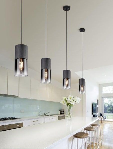 Trio Robin Pendant light TR 310600132 Matted black Modern Kitchen Pendants, Lights Over Kitchen Island, Black Pendant Lamp, Modern Kitchen Lighting, Hanging Lights Kitchen, Open Plan Kitchen Living Room, Kitchen Ceiling Lights, Kitchen Island Lighting Pendant, Kitchen Lamps