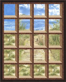 Attic Window Quilts, Attic Windows, Quilt Panels, Moon Quilt, Panel Ideas, Panel Quilt Patterns, Beach Quilt, Attic Window, Fabric Panel Quilts