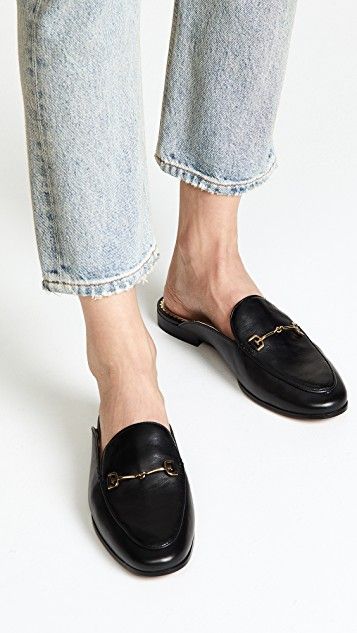 Sam Edelman Linnie Flat Mules | 15% off 1st app order use code: 15FORYOU Sam Edelman Mules, Best Work Shoes, Mens Designer Loafers, Designer Mules, Tread Lightly, Chic Flats, Slides For Women, Casual Hijab, Minimalist Shoes