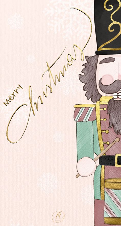 Nutcracker Drawing, Drawing Merry Christmas, Nutcracker Wallpaper, Iphone Christmas Wallpaper, Christmas Wallpaper For Iphone, Wallpaper December, Nutcracker Christmas Card, Christmas Lockscreen, December Wallpaper