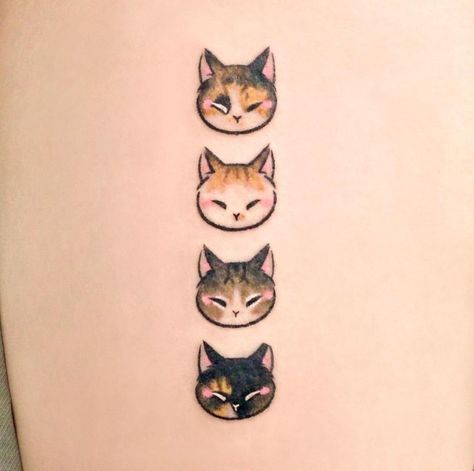 4 cat heads stacked on top of each other <3 Cute Cat Tattoo, Tortoise Shell Cat, Head Tattoos, Skin Art, Cat Portraits, Cat Tattoo, Tattoo Drawings, Tattoos And Piercings, Cute Cat