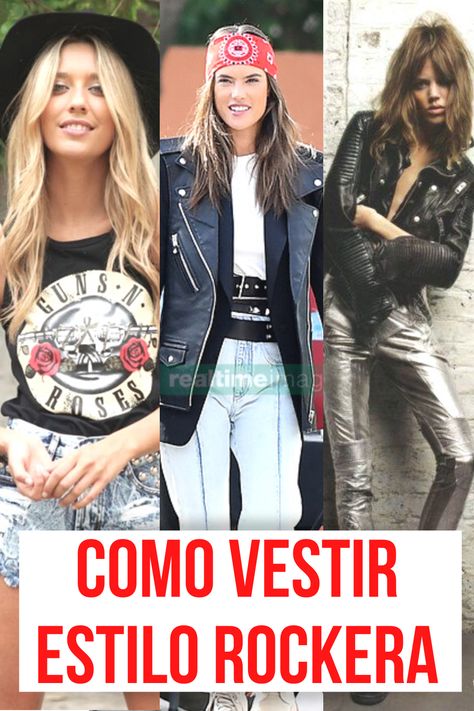 Si quieres vestirte como una Rockera muy cool DALE A LA FOTO y ve a mi blog dónde veras todo sobre el estivo de vestir rockera: Que es, que se lleva, que debes comprarte, los colores, como combinar, famosas que lo llevan para darte ideas... Todo! #rock #glamrock Rock En Español Concert Outfit, Rock En Español Outfit, Rock Style Fashion Women, Rock Of Ages Outfits, 90s Rock Outfit, Disfraz Rock And Roll, Outfits Rockstar Mujer, 80 Rock Outfits Women, Rock And Roll Outfits Women