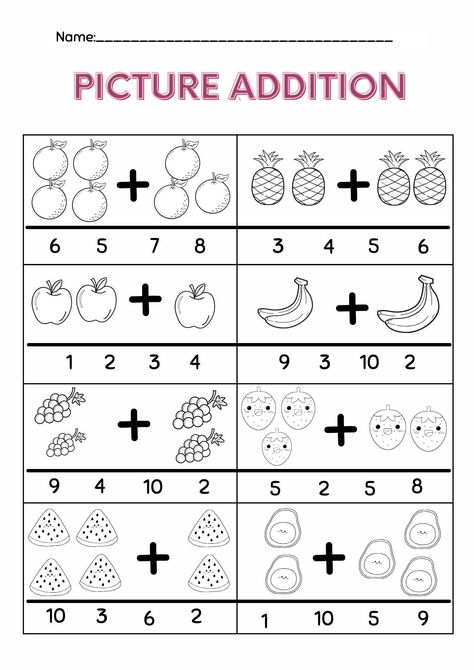 Picture Addition Worksheets, Fall Preschool Unit, Kindergarten Addition, Fish Printables, Kindergarten Addition Worksheets, Addition Kindergarten, Printable Kindergarten, Preschool Units, Preschool Homeschool