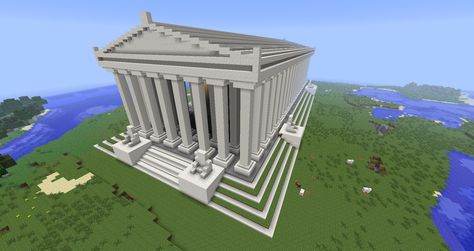 Minecraft Greek Temple Ideas, Minecraft Olympus, Greek Temple Minecraft, Courthouse Minecraft, Minecraft Greek Temple, Minecraft Greek Buildings, Minecraft Courthouse, Temple Of Artemis At Ephesus, Minecraft Id