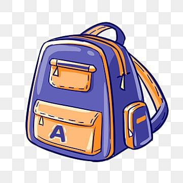 School Bag Illustration, School Bag Clipart, Backpack Clipart, Painted Backpack, Backpack Illustration, Bag Clipart, Pencil Clipart, Red Clipart, Blue Clipart