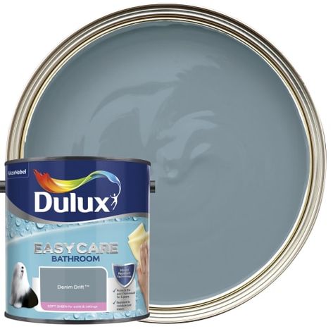 Dulux Bathroom Paint Colours, Paint Denim, Denim Drift, Dulux Paint Colours, Bedroom Colours, Victorian Bath, Dulux Paint, Bathroom Paint, Kitchen Walls