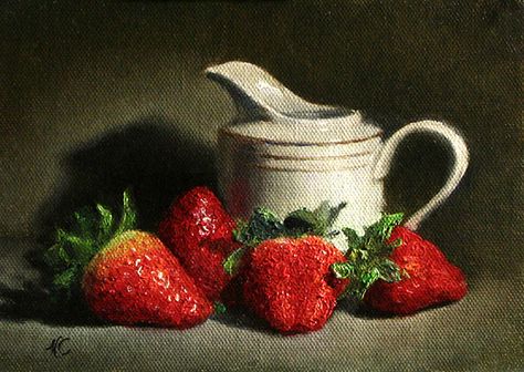 Strawberry Still Life, Still Life Kitchen, Strawberry Painting, Fruit Still Life, Painting Competition, Life Kitchen, Still Life Fruit, Muse Art, Still Life Art