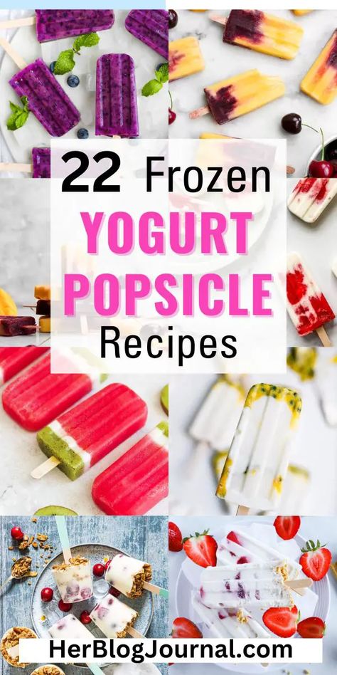 Healthy yogurt popsicle recipes - Her Blog Journal Summer Treats For Kids, Greek Yogurt Popsicles, Popsicle Recipe For Kids, Blog Journal, Yogurt Popsicle Recipes, Fruit Popsicle Recipes, Easy Popsicle Recipes, Easy Frozen Yogurt, Homemade Fruit Popsicles