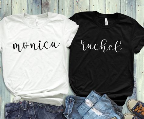 Friends TV Show inspired Bella + Canvas Unisex shirt/T-Shirt, Monica OR Rachel by TotalTeeUnique on Etsy https://www.etsy.com/listing/605638367/friends-tv-show-inspired-bella-canvas Married Couple Shirts, Wife Shirts, Mrs Shirt, Honeymoon Shirts, Trendy Tops For Women, Bridesmaid Shirts, Bridal Party Shirts, Bride Shirts, Wedding Shirts